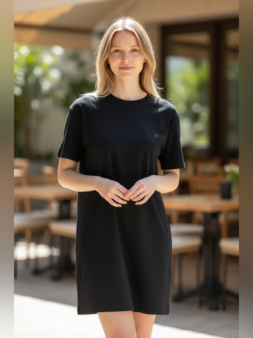 TOPSHOP Tee Shirt Dress Womenโs 4/6 Black Oversized Cotton